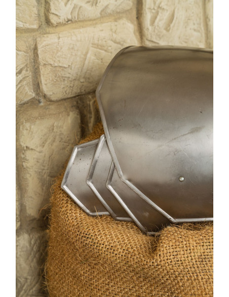 Medieval polished steel shoulder pads...