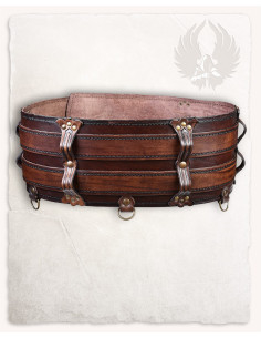 Double medieval leather belt Model Luthor, brown 2