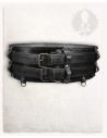 Double medieval leather belt Model Luthor, black