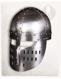 Medieval polished steel helmet model Peter