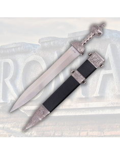 Roman Sword Gladius Black Decorated Sheath, Nickel
