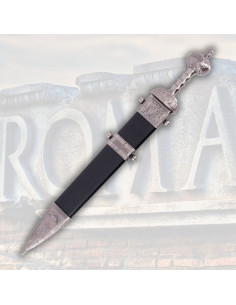 Roman Sword Gladius Black Decorated Sheath, Nickel 2