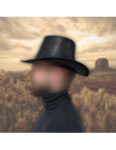 Pilgrim hat in black leather 2