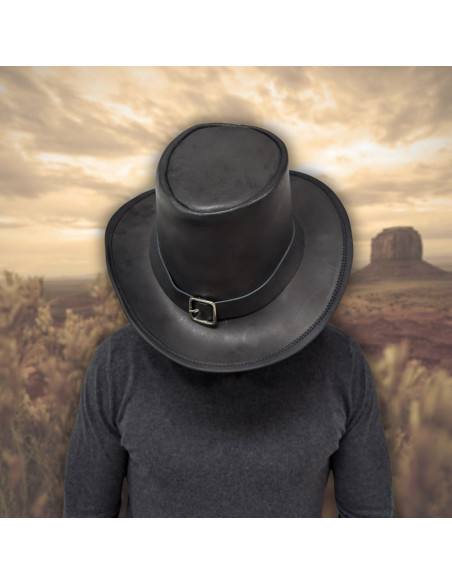 Pilgrim hat in black leather