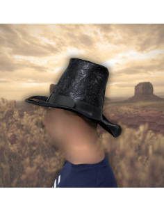 High top hat in black leather 2