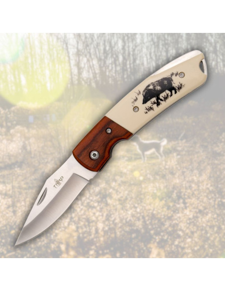 Third brand knife with decorated Boar...