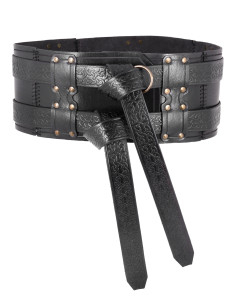 Medieval double leather belt model Balor, black