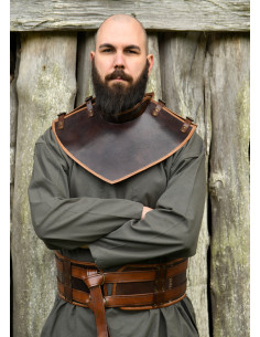 Medieval leather gorget model Arnulf, brown color 2