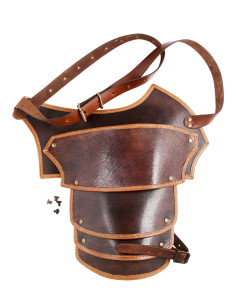 Medieval leather shoulder guard model Arnulf, brown color