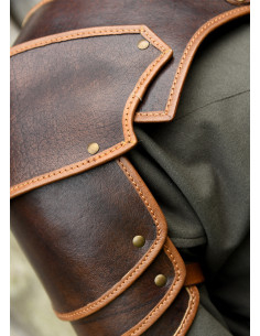 Medieval leather shoulder guard model Arnulf, brown color 2