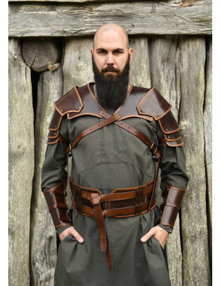 Medieval leather shoulder guard model...