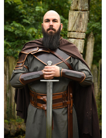 Medieval leather shoulder guard model...