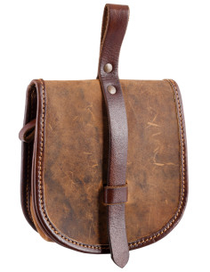 Medieval leather bag model Sindri, brown color