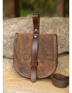 Medieval leather bag model Sindri, brown color 2