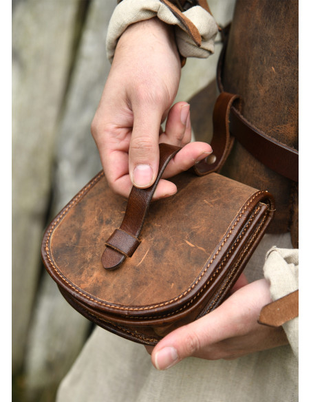 Medieval leather bag model Sindri,...