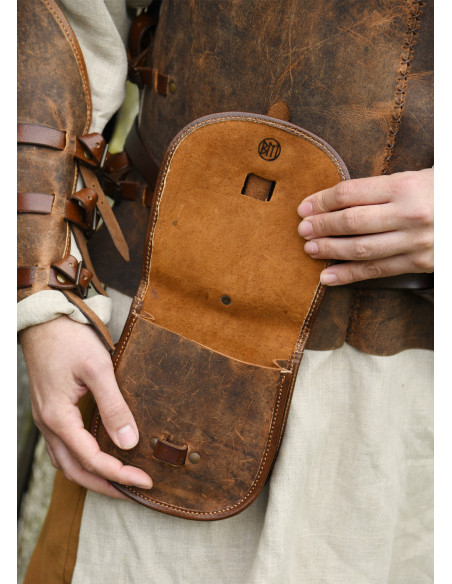 Medieval leather bag model Sindri,...