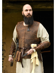 Medieval leather breastplate model Sindri, brown color 2