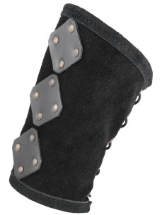 Medieval leather bracelet model Vares, black color