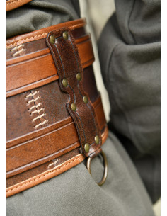 Double leather medieval belt model Arnulf, brown color 2