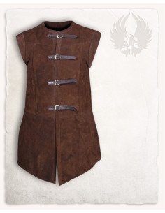 Long medieval suede vest model Garen, brown color
