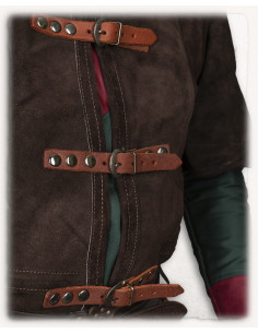 Long medieval suede vest model Garen, brown color 2