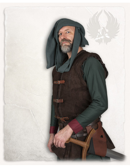 Long medieval suede vest model Garen,...