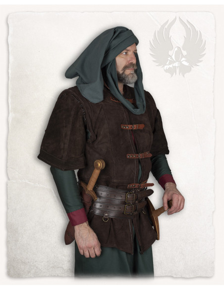 Long medieval suede vest model Garen,...