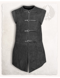 Long medieval suede vest model Garen, black
