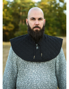 Medieval padded gorget made of cotton, black