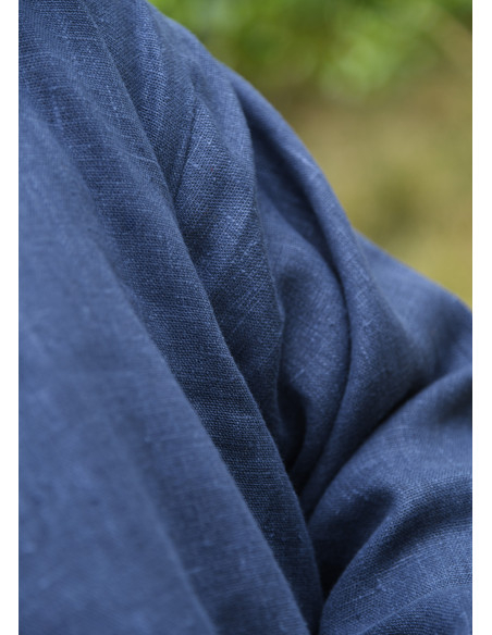 Long Viking linen tunic, dark blue