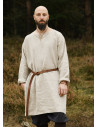 Long Viking tunic made of linen, natural color