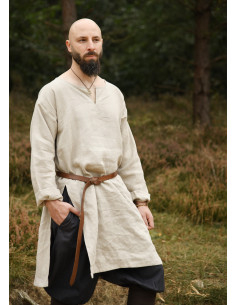 Long Viking tunic made of linen, natural color 2