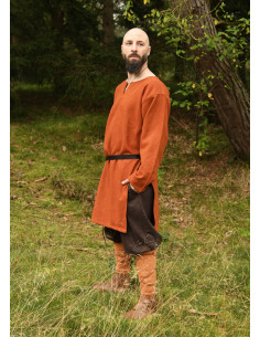 Long Viking wool tunic, orange color 2