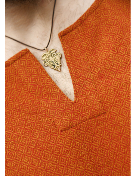 Long Viking wool tunic, orange color
