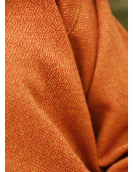 Long Viking wool tunic, orange color