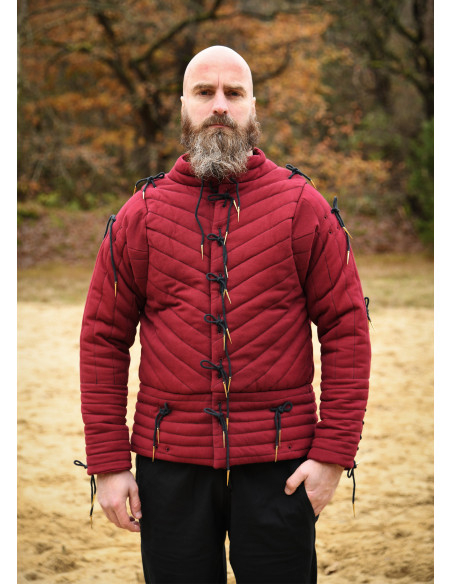 Medieval padded cotton gambeson, red