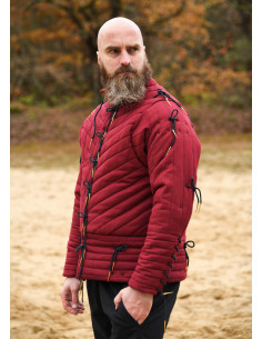 Medieval padded cotton gambeson, red 2