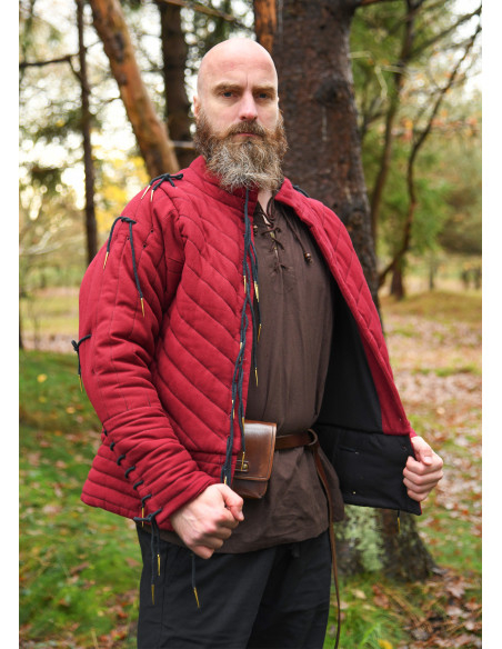 Medieval padded cotton gambeson, red