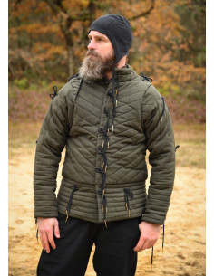 Medieval padded gambeson, olive green