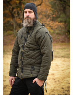 Medieval padded gambeson, olive green 2