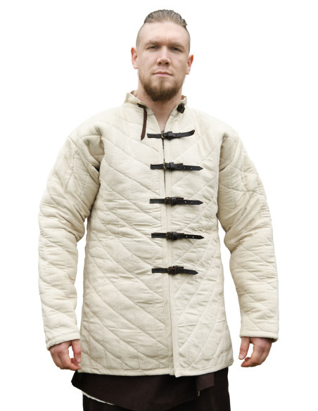 Padded gambeson with buckles, natural...