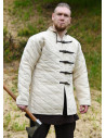 Padded gambeson with buckles, natural color