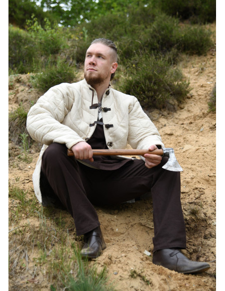 Padded gambeson with buckles, natural...