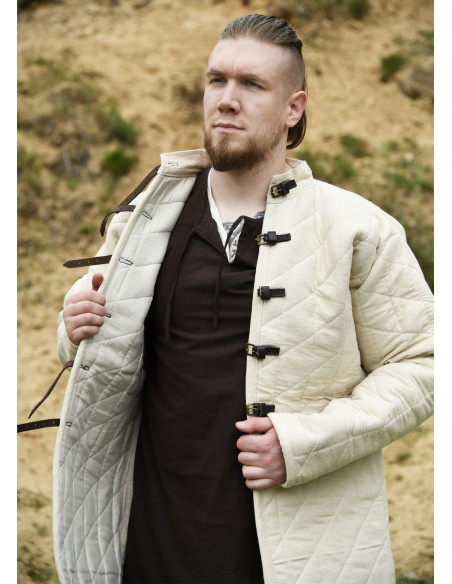 Padded gambeson with buckles, natural...