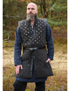 Medieval sleeveless padded gambeson, black