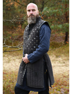 Medieval sleeveless padded gambeson, black 2