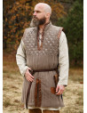 Medieval sleeveless decorated gambeson, brown