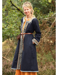 Viking embroidered coat model Ella, dark blue