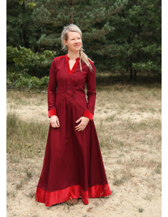 Medieval long dress model Meira, red color