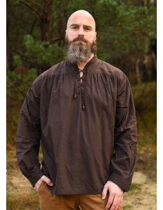 Medieval cotton shirt model Ludwig, brown